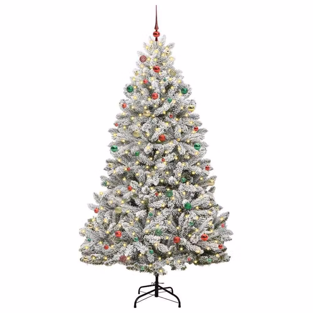 Berkfield Home Artificial Christmas Tree in Green and White, Height: 240 cm – 3