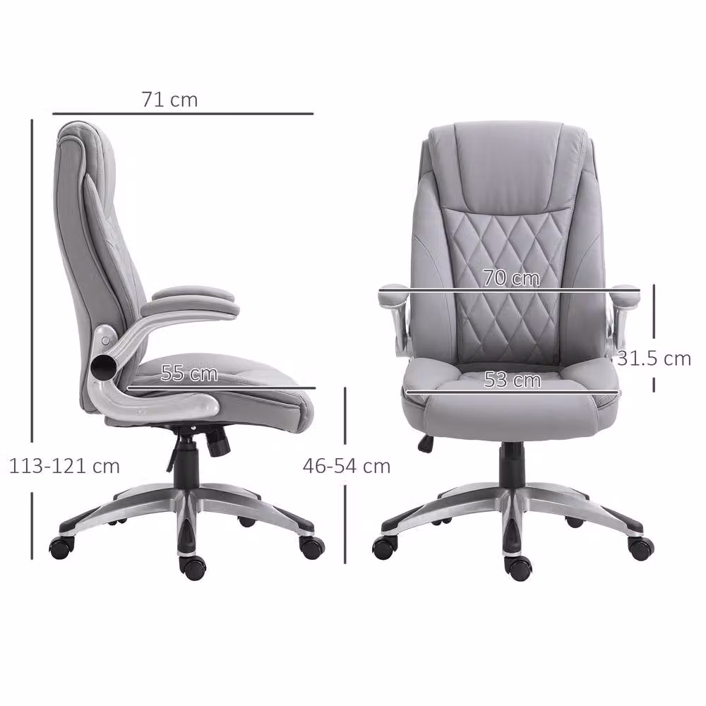 STILVORA Executive Office Chair in Grey Synthetic Leather with Headrest and Armrests – 2