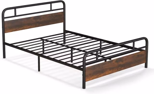 Costway Industrial King Size Heavy-duty Platform Bed Frame in Brown – 1