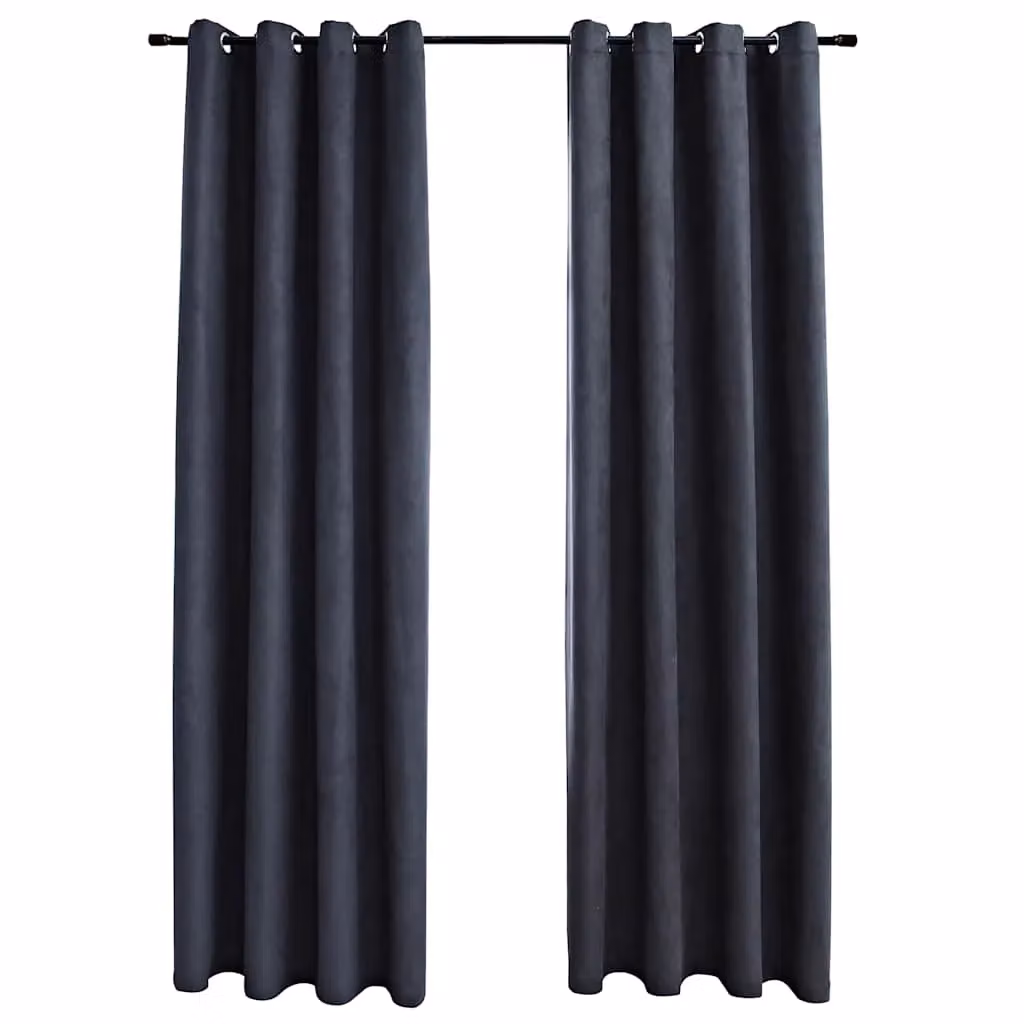 Berkfield Home Blackout Curtains with Eyelets, 2 Pack, Anthracite, W: 140 cm, H: 175 cm – 2