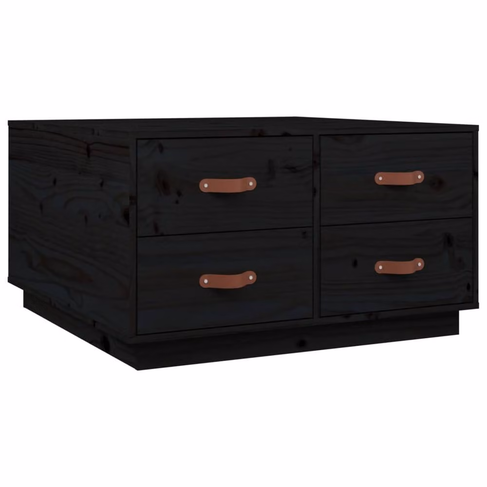 Berkfield Home Beautiful Coffee Table in Black Solid Pine Wood, W/D/H: 80 x 80 x 45 cm – 2