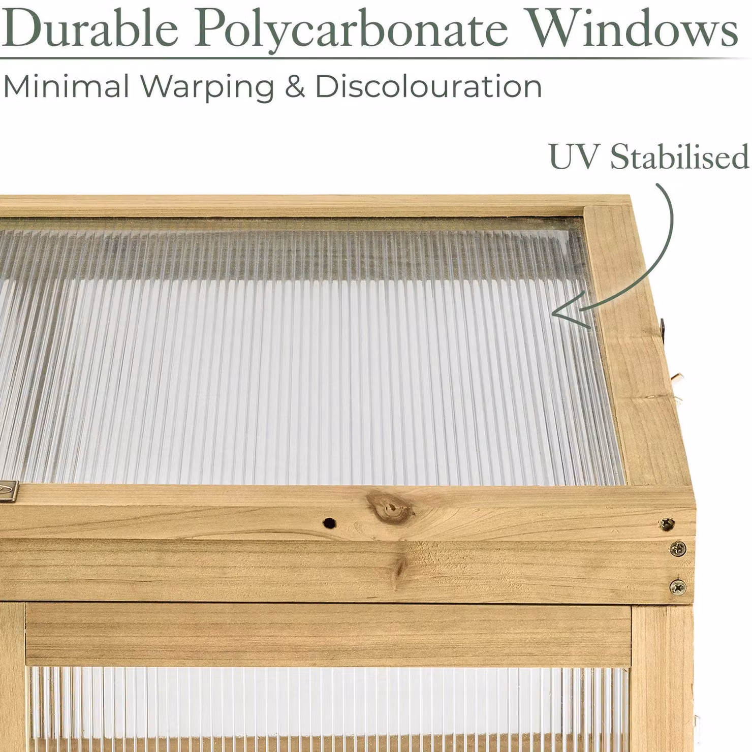 Christow Wooden Polycarbonate Lean To Cold Frame Garden Greenhouse in Brown, W/D/H: 110 x 59 x 76 cm – 3