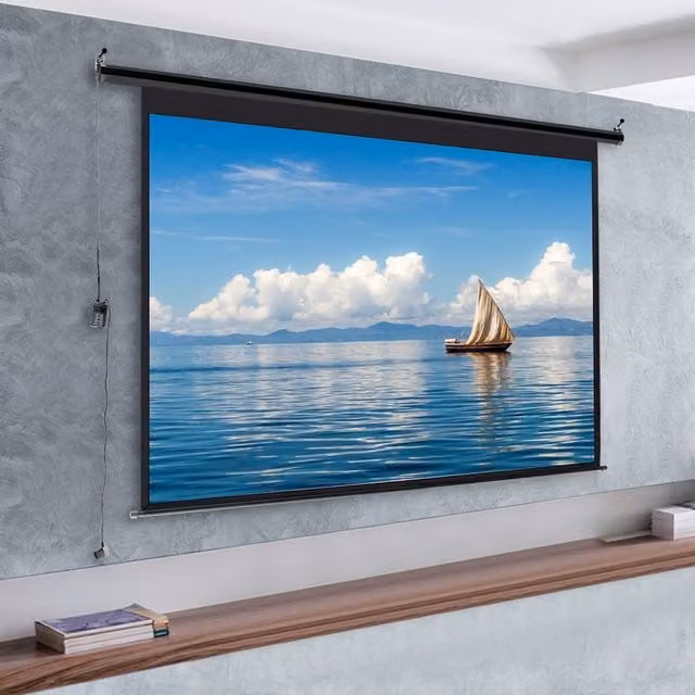 Livingandhome 84 Inch Electric Motorised Projector Screen with 4:3 Aspect Ratio in Black and White