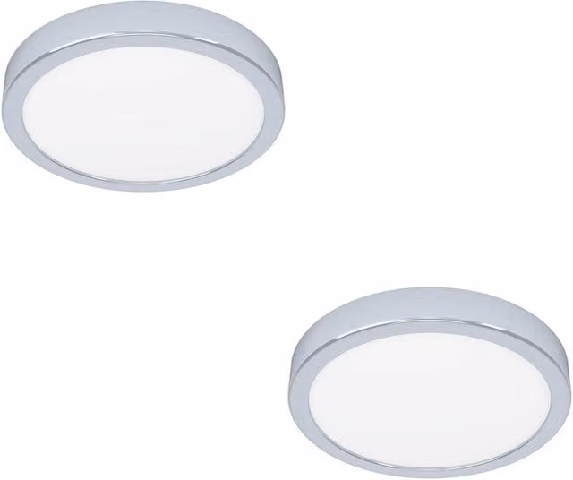 Loops 2 Pack Chrome Round LED Ceiling Light with Bulbs Included