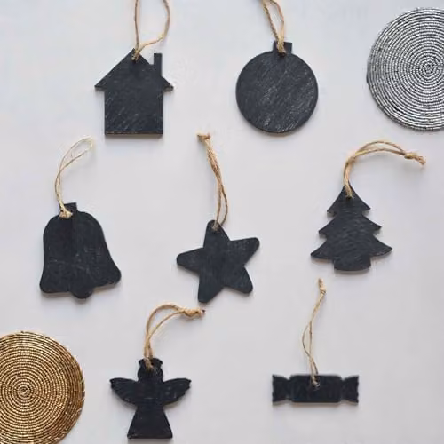 Nicola Spring Grey Slate Bauble Christmas Tree Decorations, Pack of 6, H 8 cm x W 7 cm – 5