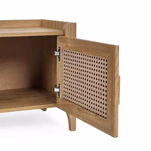 Julian Bowen Sydney Boho Oak and Rattan Effect 2 Door TV Cabinet in Brown, W/D/H: 147.5 x 41.0 x 48.0 cm – 6