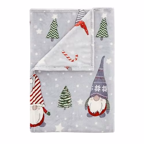 Catherine Lansfield Christmas Gnomes Fleece Throw Blanket, Grey, W/D/H: 130 x 170 cm – 2