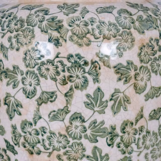 KDMK Large Green Clover Olpe Ceramic Vase for Elegant Floral Tabletop Displays