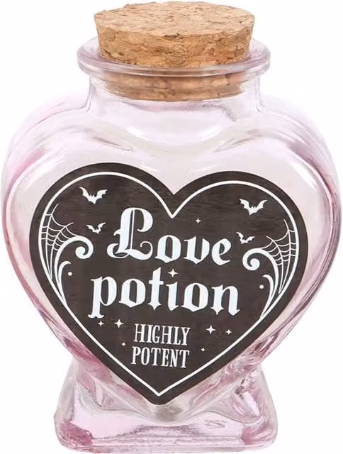 Something Different Love Potion Pink Glass Heart Bottle