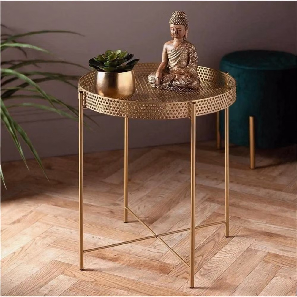 Nordara Gold Metal Round Side Table – 4