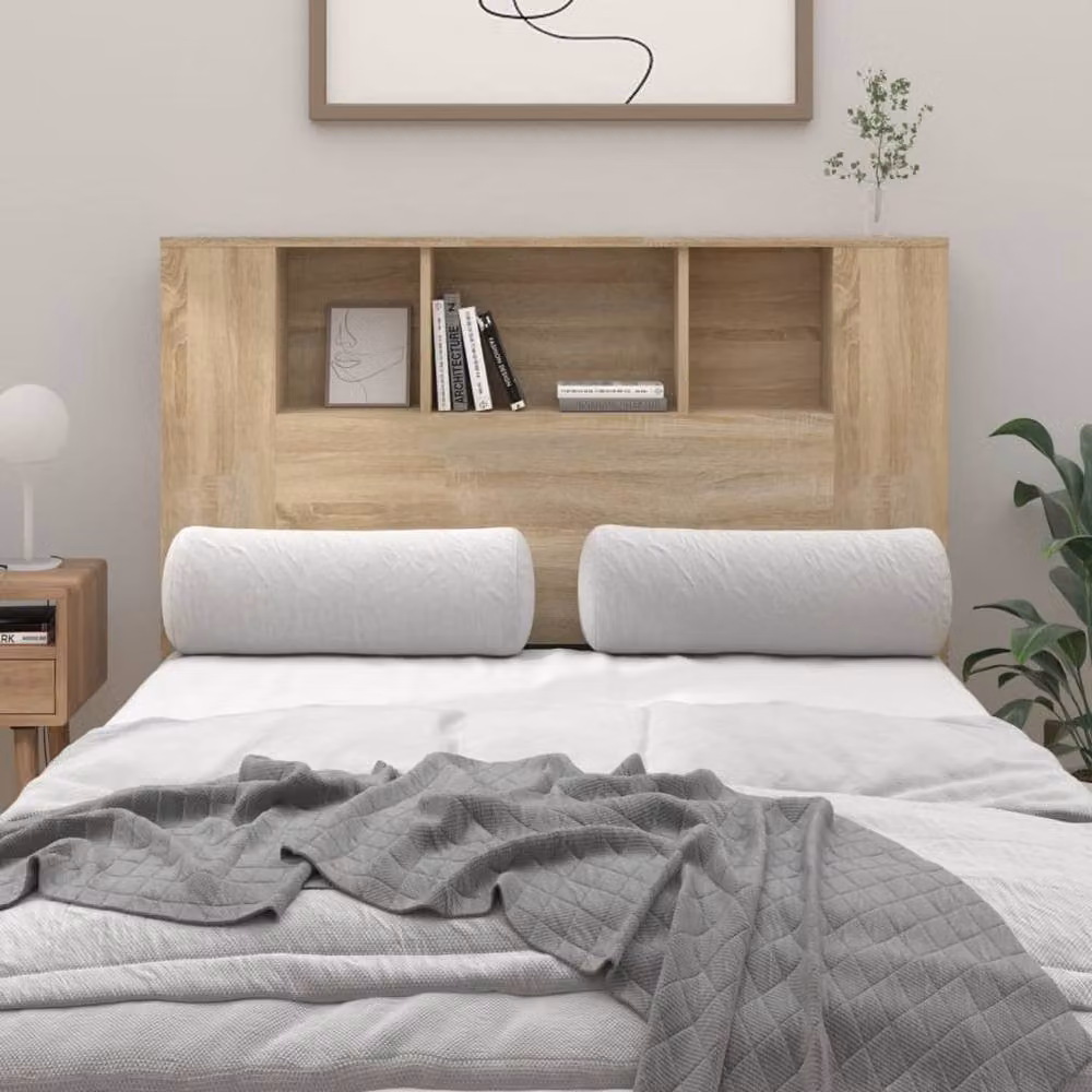 Berkfield Home Sonoma Oak Headboard Cabinet in Light Brown, W: 120 cm, D: 18.5 cm, H: 104.5 cm – 2