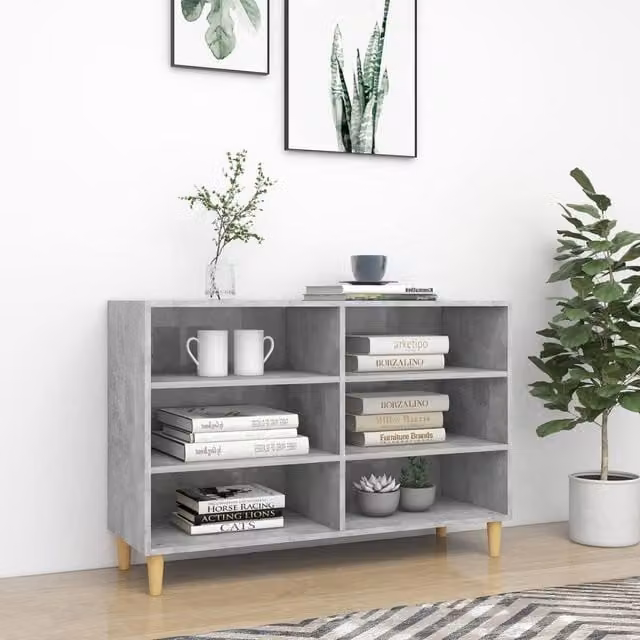 Berkfield Home Scandinavian Sideboard in Concrete Grey, W/D/H: 103.5 x 35 x 70 cm