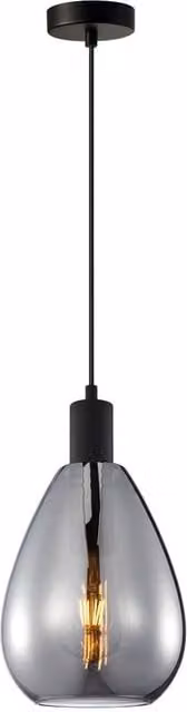 Netlighting Zulo Teardrop Dome Pendant Ceiling Light in Black with Transparent Glass and Metal