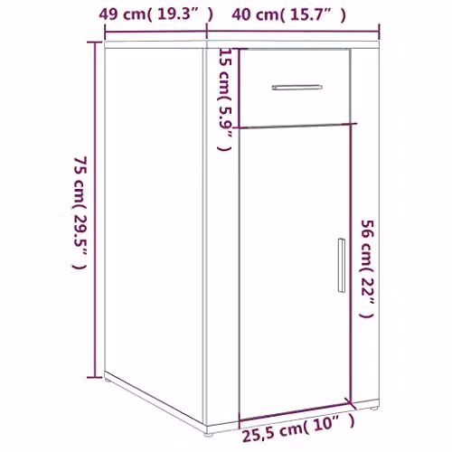 vidaXL Modern Desk Cabinet in Concrete Grey, W/D/H: 40 x 49 x 75 cm – 3