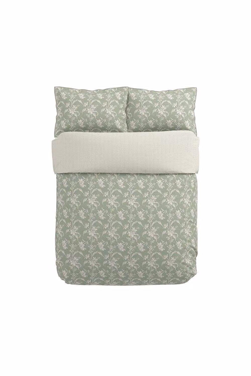 V&A Daffodil Dreams Green Floral Cotton Percale Duvet Cover and Pillowcase Set, W: 140 cm, L: 200 cm – 3