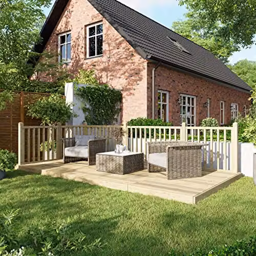 Powersheds Premium Wooden Decking Kit with Hand Rails in Brown