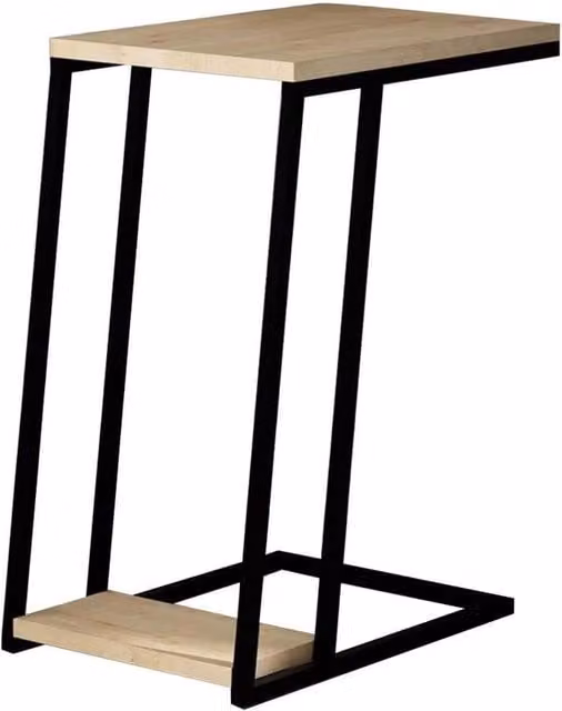 Havendro Oak 2 Tier Modern Sofa End Table with Metal Frame in Beige – 1