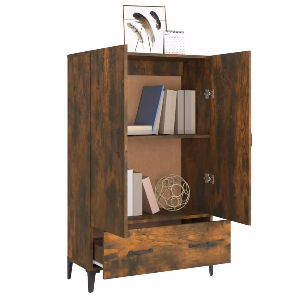 Berkfield Home Smoked Oak Highboard in Brown, W/D/H: 70 x 31 x 115 cm – 3