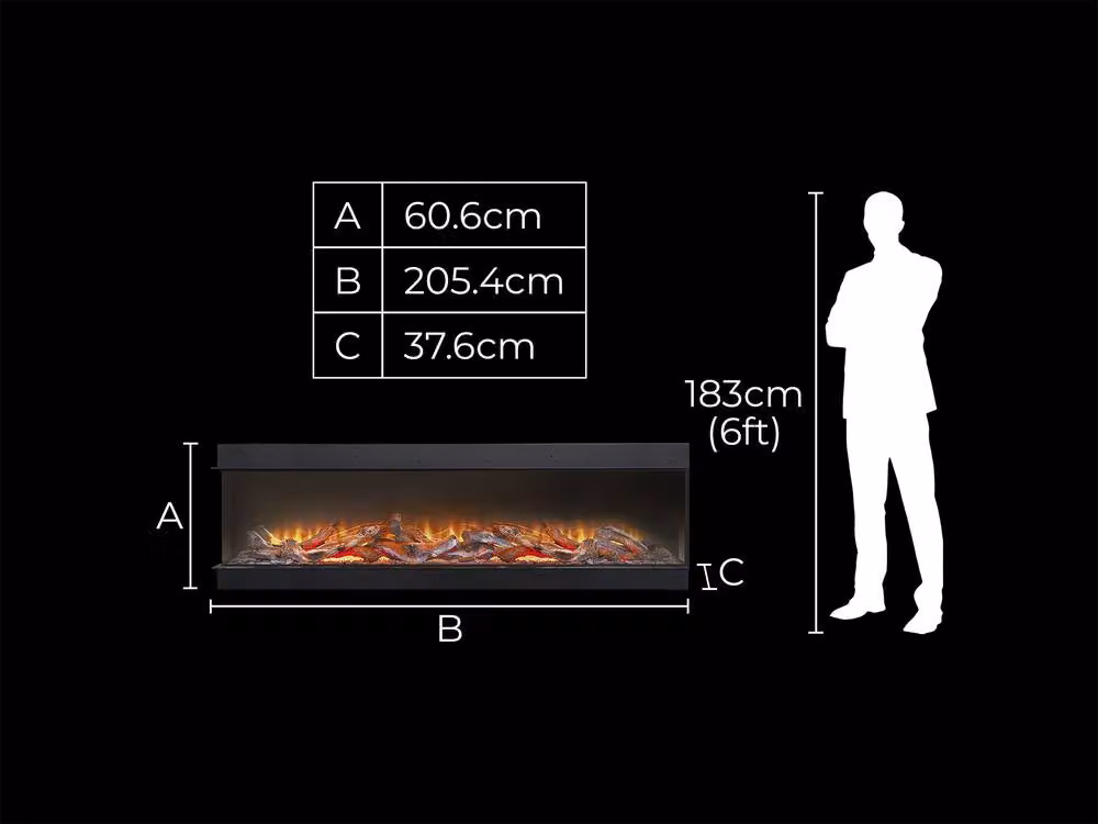 Acantha Ignis 2000 Black Corner View Built-in Electric Media Wall Fire – 4