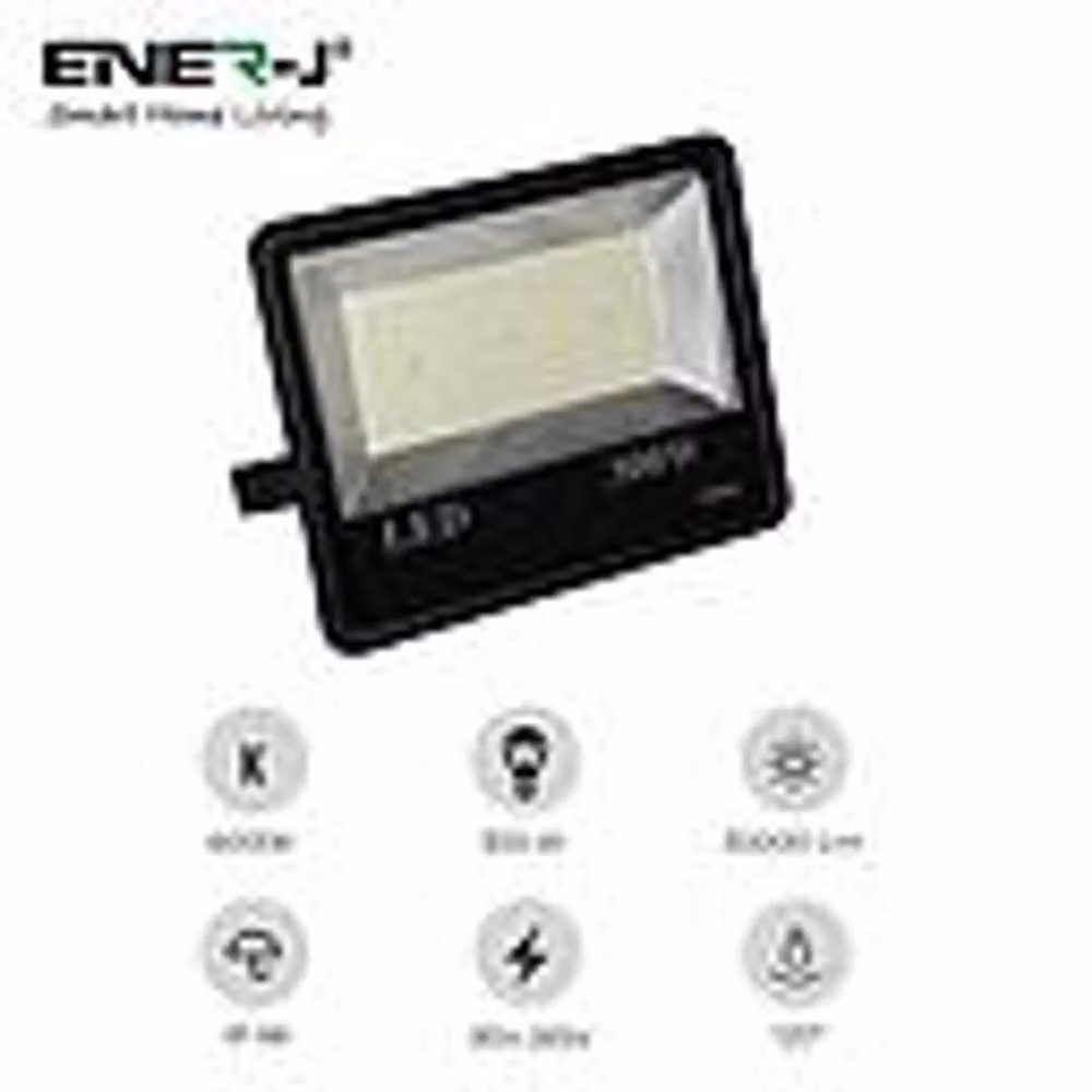 ENER-J 300W LED SMD Non-PIR Outdoor Floodlight, 30000Lm, IP66 Waterproof, Cool White, Black – 3