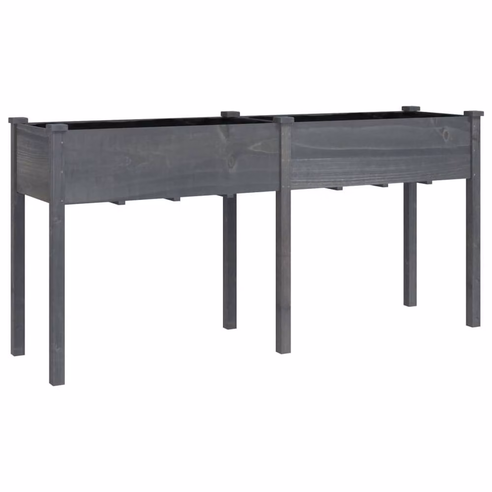 Berkfield Home Grey Solid Wood Fir Planter with Liner W: 161 cm, D: 45 cm, H: 76 cm – 2