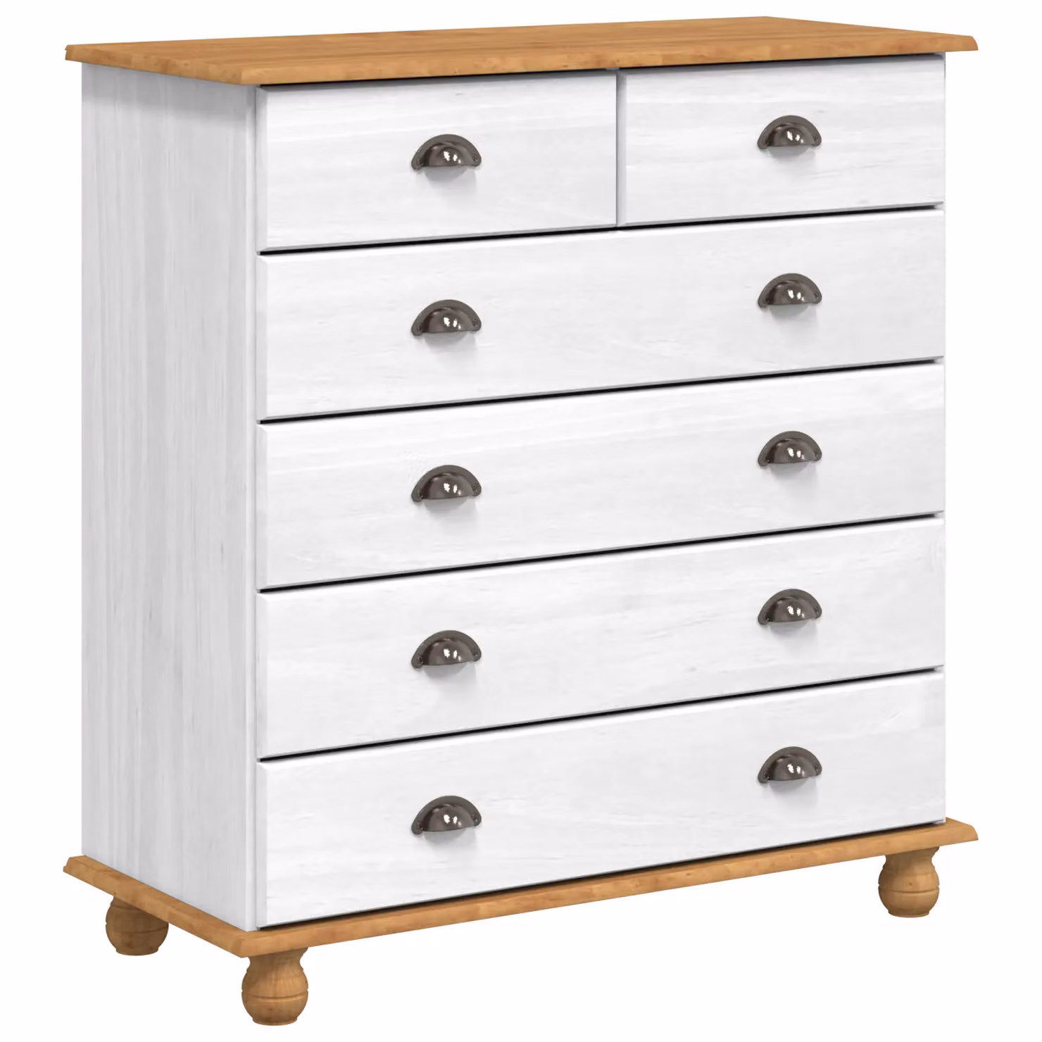 Berkfield Home ASKIM Chest of Drawers in White Solid Wood Pine, W: 91 cm, D: 40 cm, H: 95.5 cm – 2