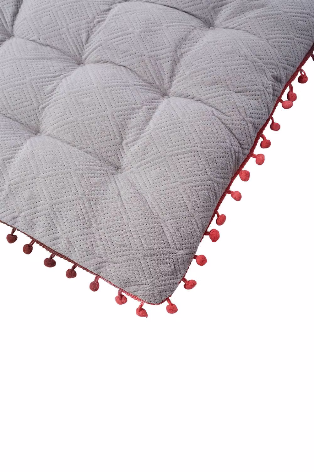 Living and Home Bohemian Style Tufted Square Chair Cushion with Tassels in Grey, W/D/H: 40 x 40 x 40 cm – 5