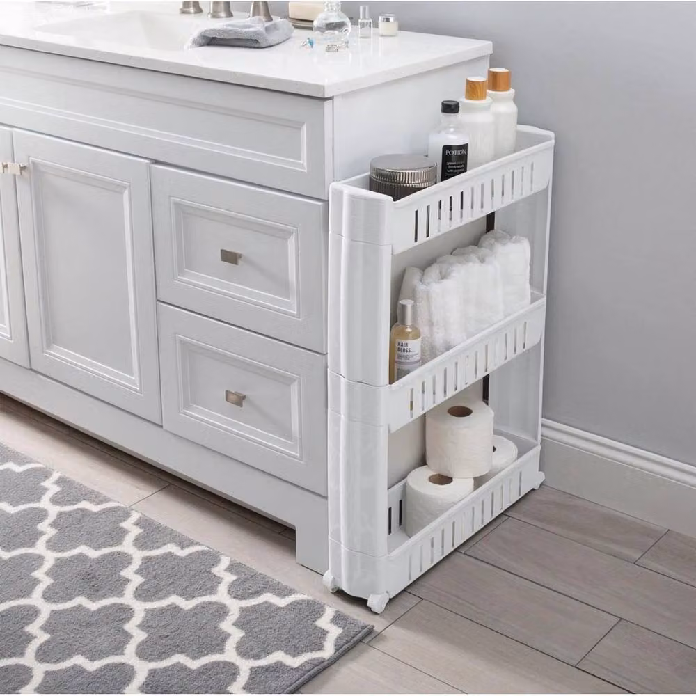 EONLION White Plastic Slim Storage Trolley for Kitchen and Bathroom, Height: 100 cm – 2