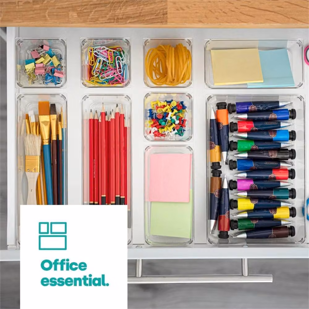 Kelvenix 9 Piece Clear Plastic Drawer Organiser Tray Set, Stackable, Width: 50 cm – 3