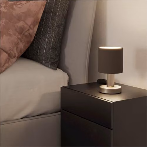 Loops Modern Metal Table Lamp in Silver and Orange with E14 LED Bulb, Height: 18.0 cm – 2