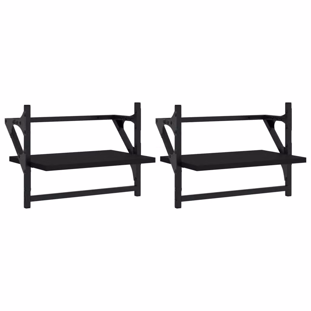 Berkfield Home Wall Mounted Shelves with Hanging Rods, 2 Pieces, Black, W/D/H: 40 x 25 x 30 cm – 2