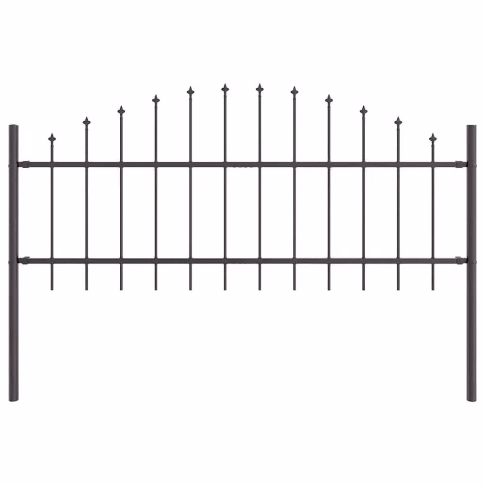 Berkfield Home Decorative Hoop Top Garden Fence, Grey Powder-Coated Steel, H: 170 cm, W: 75 cm – 2