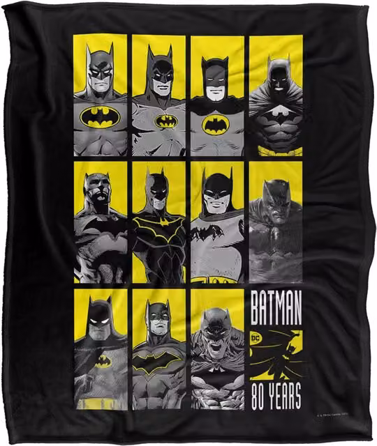 DC Comics Batman 80 Years Batmen Blanket in White, W/D: 152 x 127 cm – 1