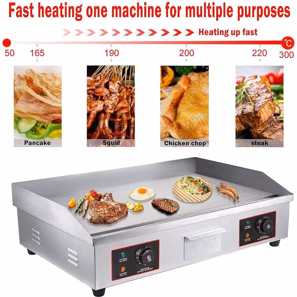 FLAVORA 4400W Electric Griddle Kitchen Hotplate BBQ in Silver, W/D/H: 73 x 40 x 40 cm – 4