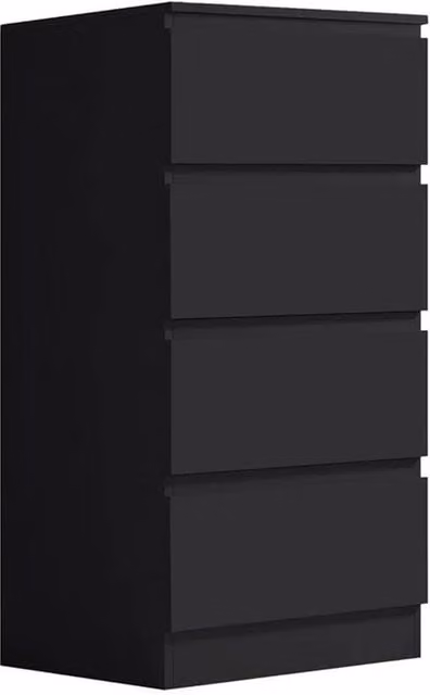 Nordara 4 Drawer Chest of Drawers in Matt Black Scandinavian Style, W: 80 cm, H: 100 cm – 1