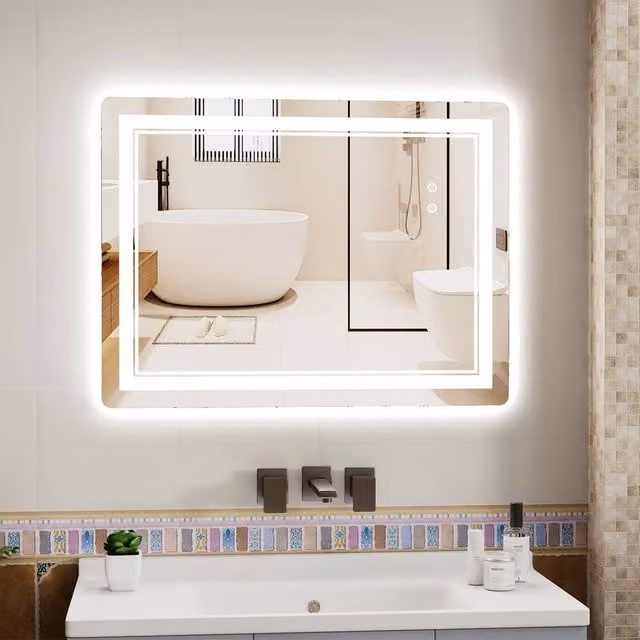Gartistgo LED Anti-Fog Bathroom Mirror with Tri-Colour Dimmable Lights, White, W: 60 cm, H: 80 cm – 1