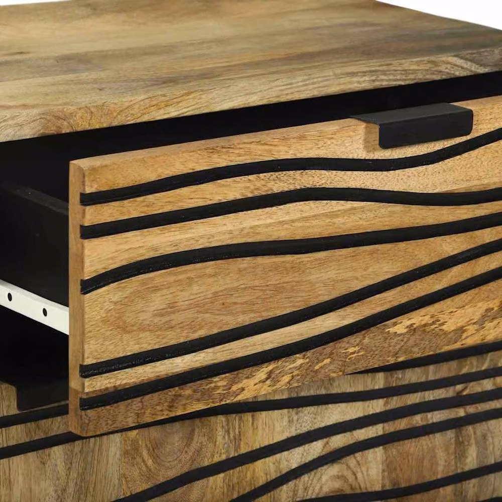 Berkfield Home Bedside Cabinet in Brown Solid Mango Wood, W: 50 cm, D: 33 cm, H: 60 cm – 4