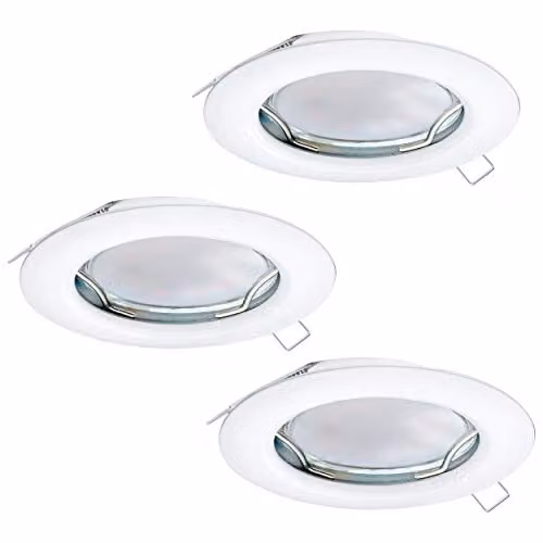 Loops 3 Pack White Metal Flush or Recessed Ceiling Downlights with GU10 Bulbs