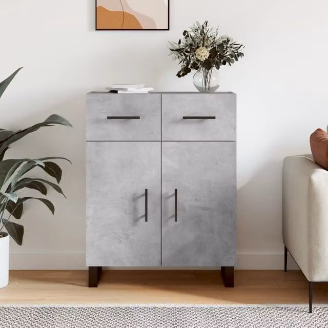 Berkfield Home Modern Sideboard in Concrete Grey, W/D/H: 69.5 x 34.0 x 90.0 cm