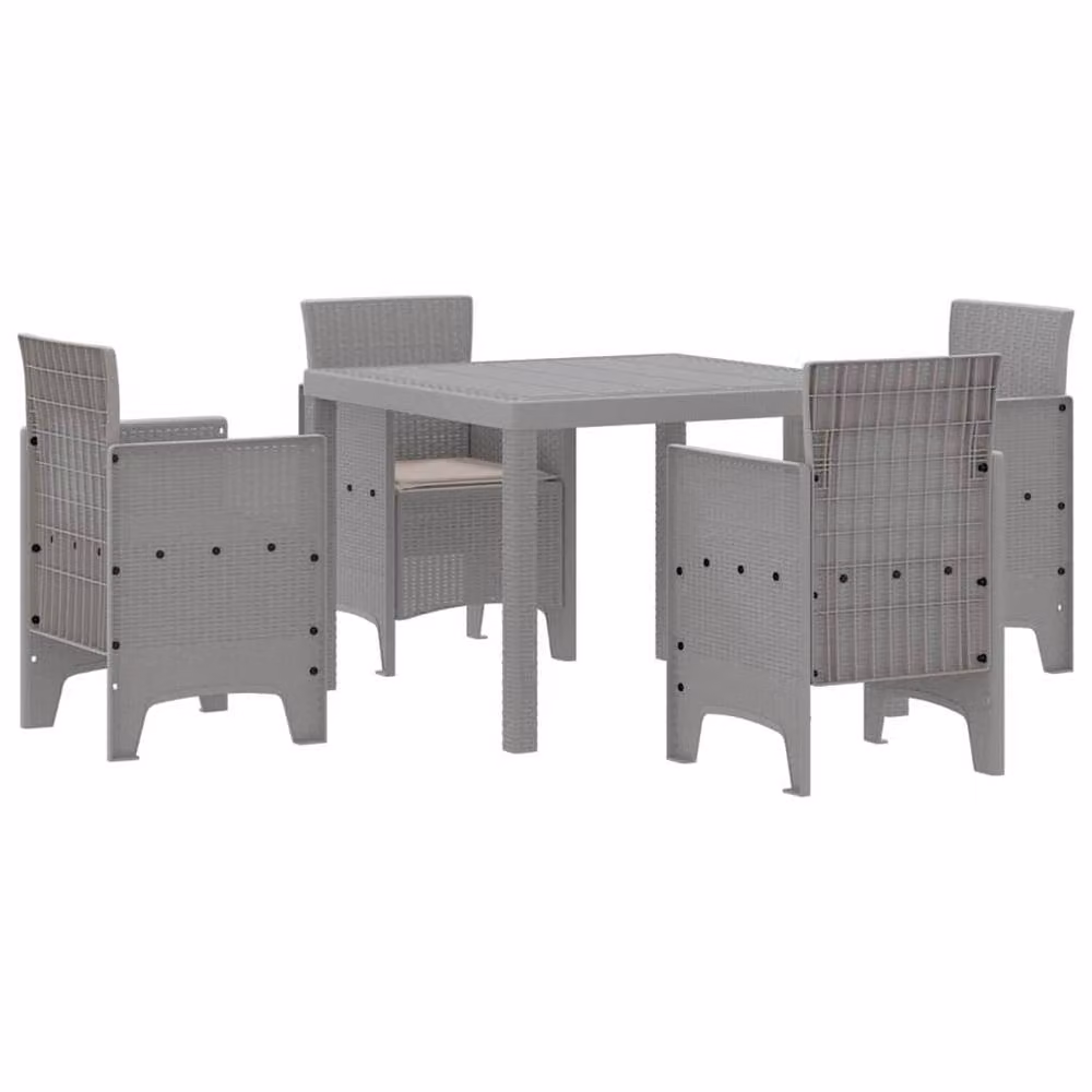 Berkfield Home Modern 5 Piece Poly Rattan Garden Dining Set with Cushions in Light Grey – 2