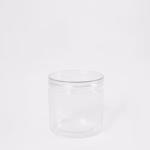 OHS Small Transparent Plastic Food Storage Jars with White Screw Lids, 800ml – 2