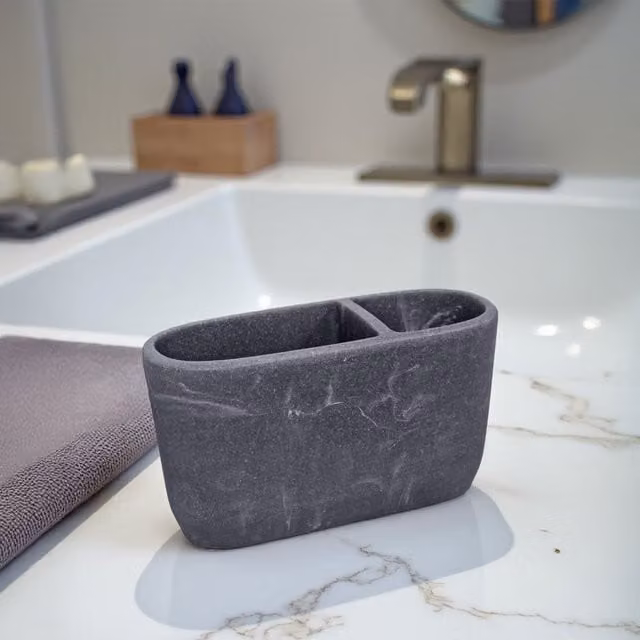 Showerdrape Octavia Grey Marble and Chrome Toothbrush Holder