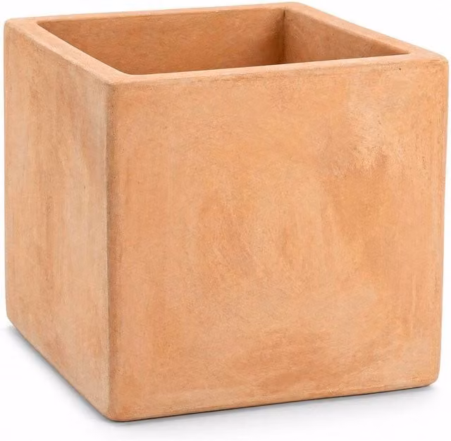 Rustic Terracotta Clay Cube Planter Tub in Brown and Orange, W/D/H: 30 x 30 x 30 cm
