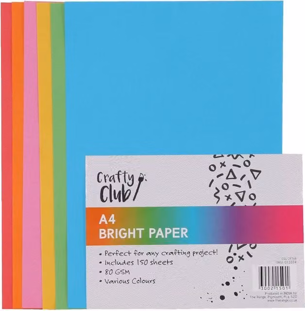 Crafty Club A4 Matte Paper Pack, 150 Sheets, Multicolour and Blue