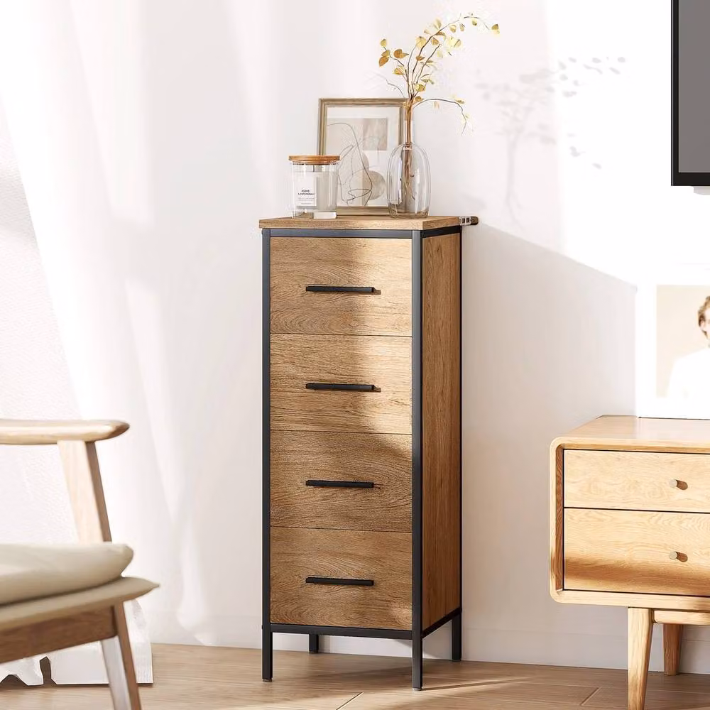 NESTLUNE Brown Bathroom Storage Cabinet with 4 Drawers, W: 100 cm, D: 15 cm, H: 15 cm – 3