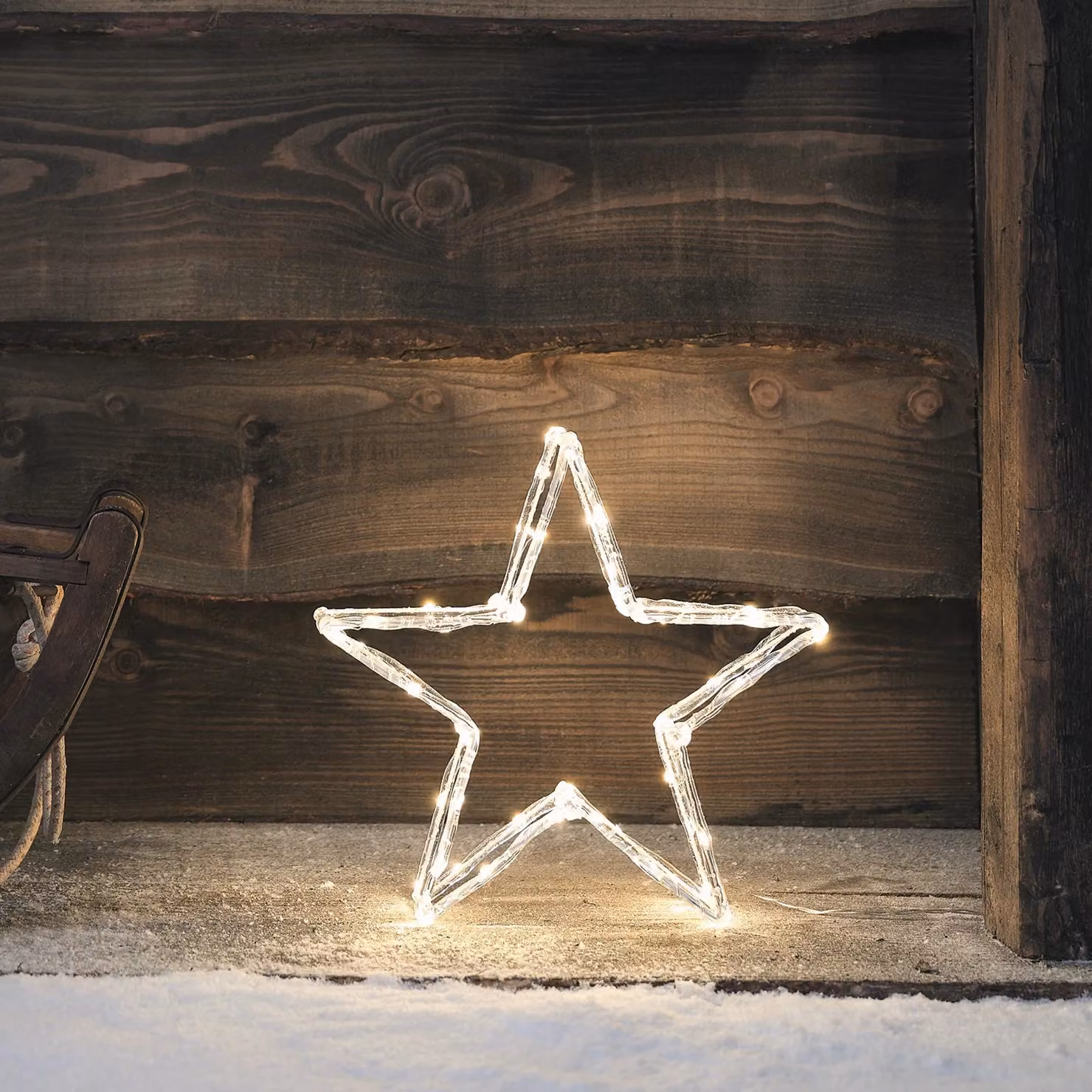 Lights4fun Gold Star Silhouette LED 3D Acrylic Christmas Light Decoration, Warm White, 36 cm – 1