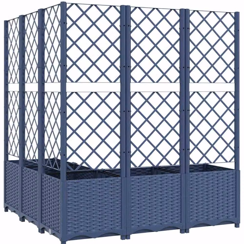 Berkfield Home Garden Planter with Trellis in Dark Grey, W/D/H: 120 x 120 x 136 cm – 5