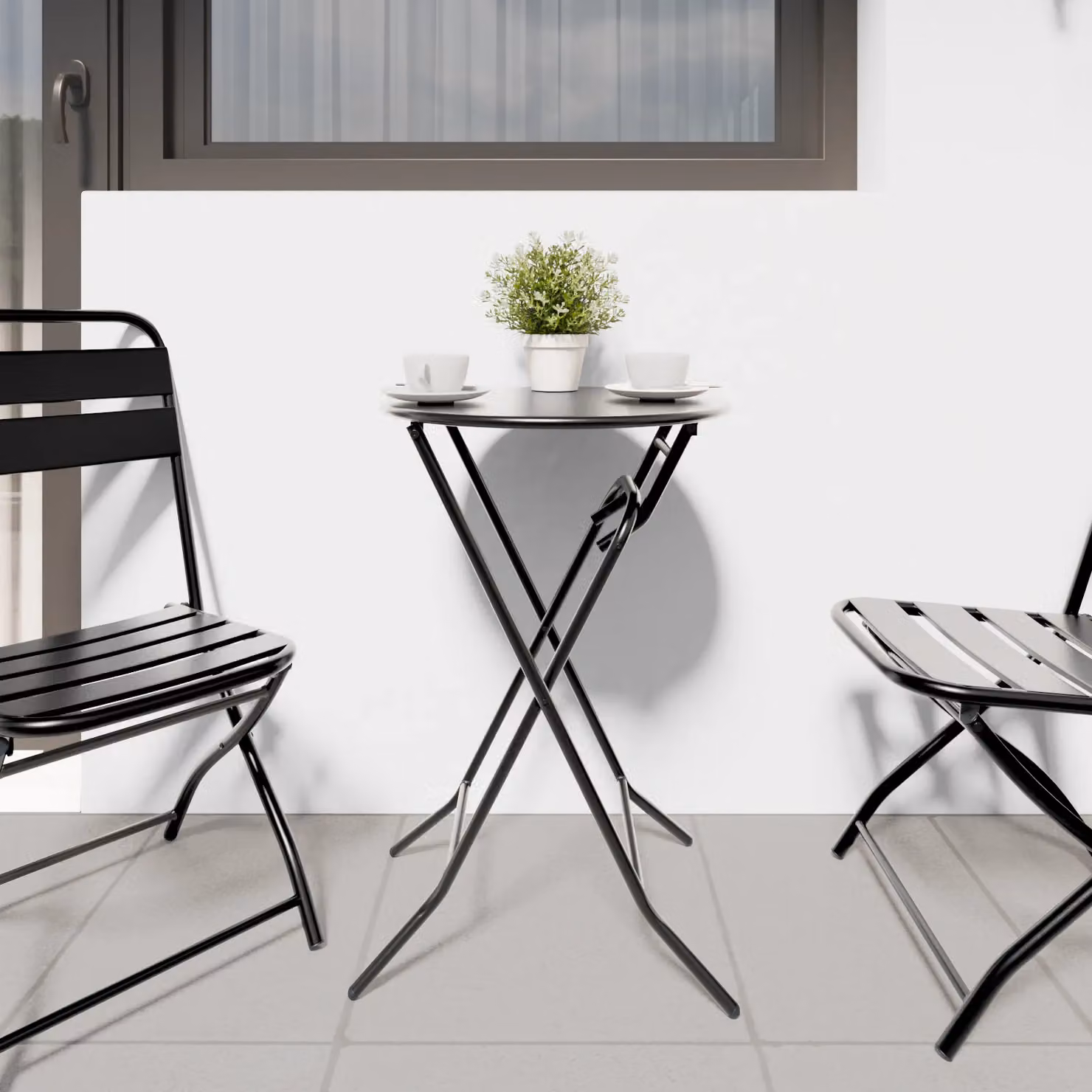 Berkfield Home Folding Garden Table in Anthracite Steel, W/D/H: 72 x 50 x 50 cm – 3
