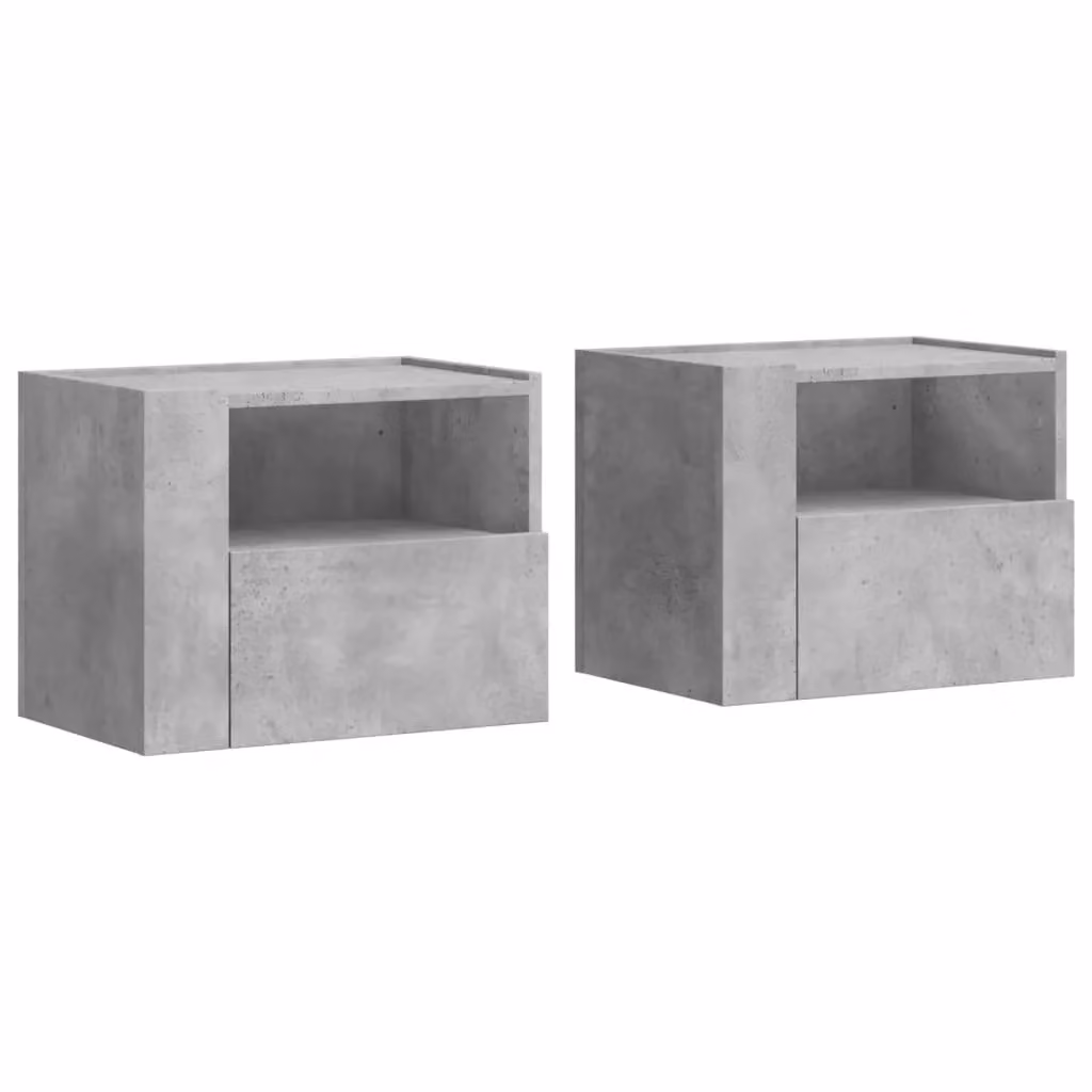 Berkfield Home Wall-mounted Bedside Cabinets, 2 Pieces, Concrete Grey, W: 45 cm, D: 30 cm, H: 35 cm – 2