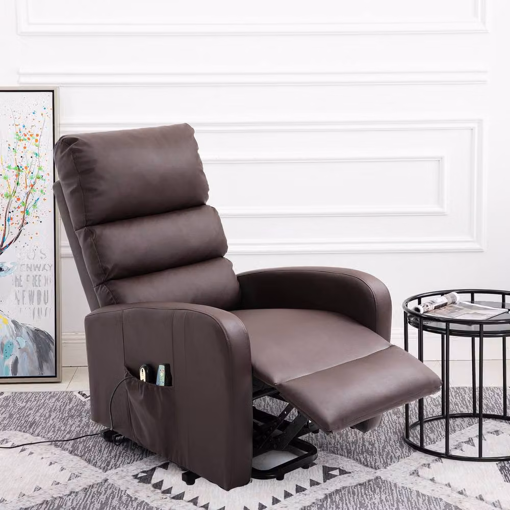 Matteo Power Massage Lift Recliner Chair with Heat and Vibration in Brown Faux Leather – 5